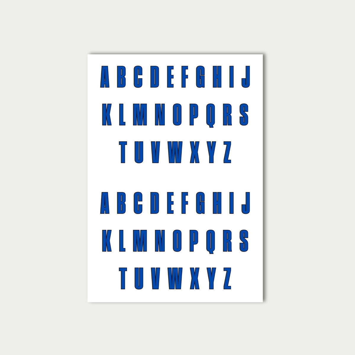 Blue Letter Stickers Sheet
