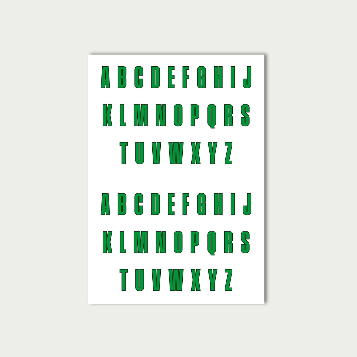 Green Letter Stickers Sheet