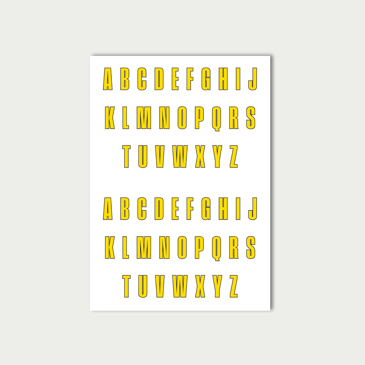 Yellow Letter Stickers Sheet