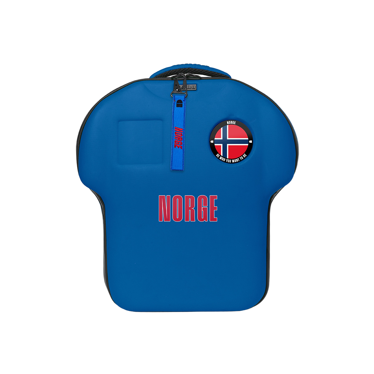 blue norge shirt-shaped large backpack customised by alpha