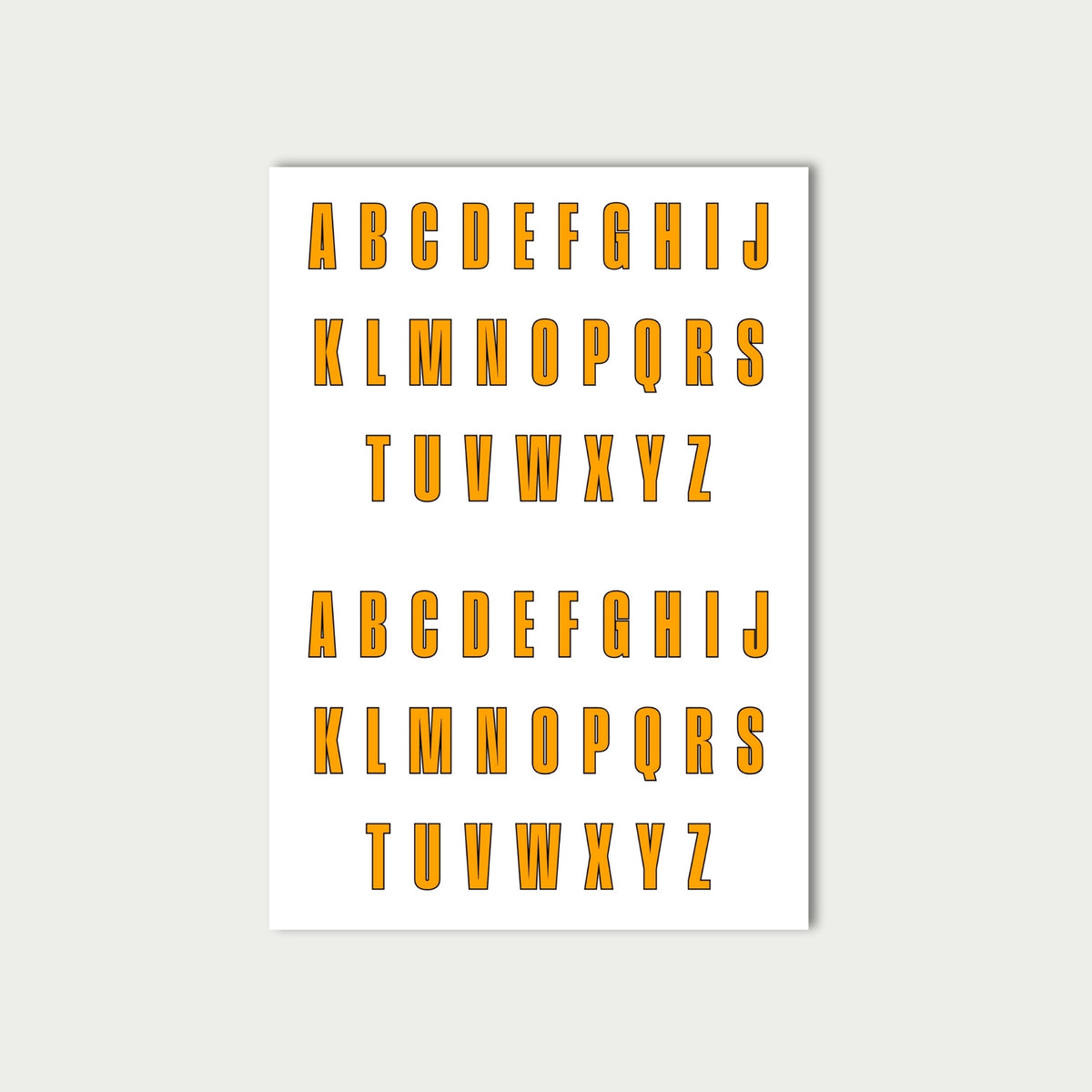 Orange Letter Stickers Sheet