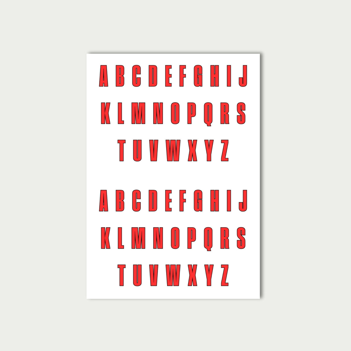 Red Letter Stickers Sheet